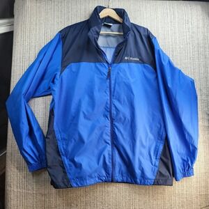 Columbia Jacket Mens Large Blue Navy Full Zip Windbreaker‎ Lightweight Outdoor